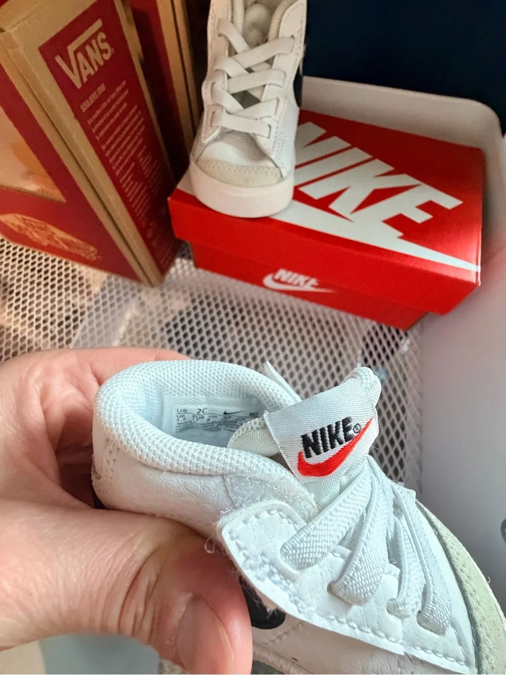 Nike White and Black Infant Swoosh Lace-Up Sneakers